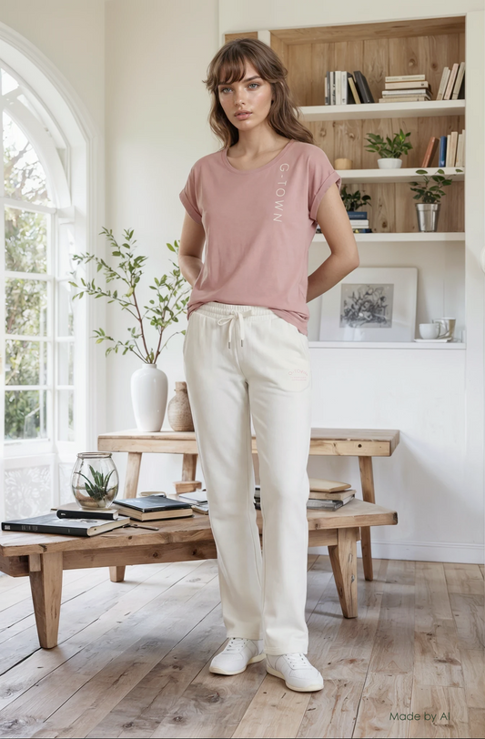 G‑TOWN Flared Sweatpants Dames – Duurzame flared loungebroek ivory