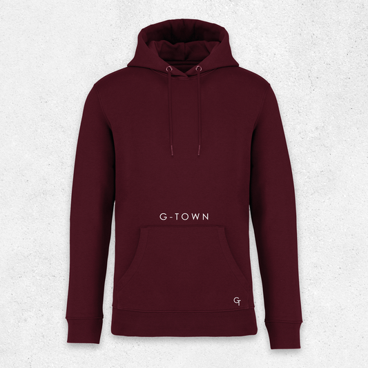 G‑TOWN Dark Cherry Essential Hoodie – Premium streetwear hoodie in donkerrode kleur