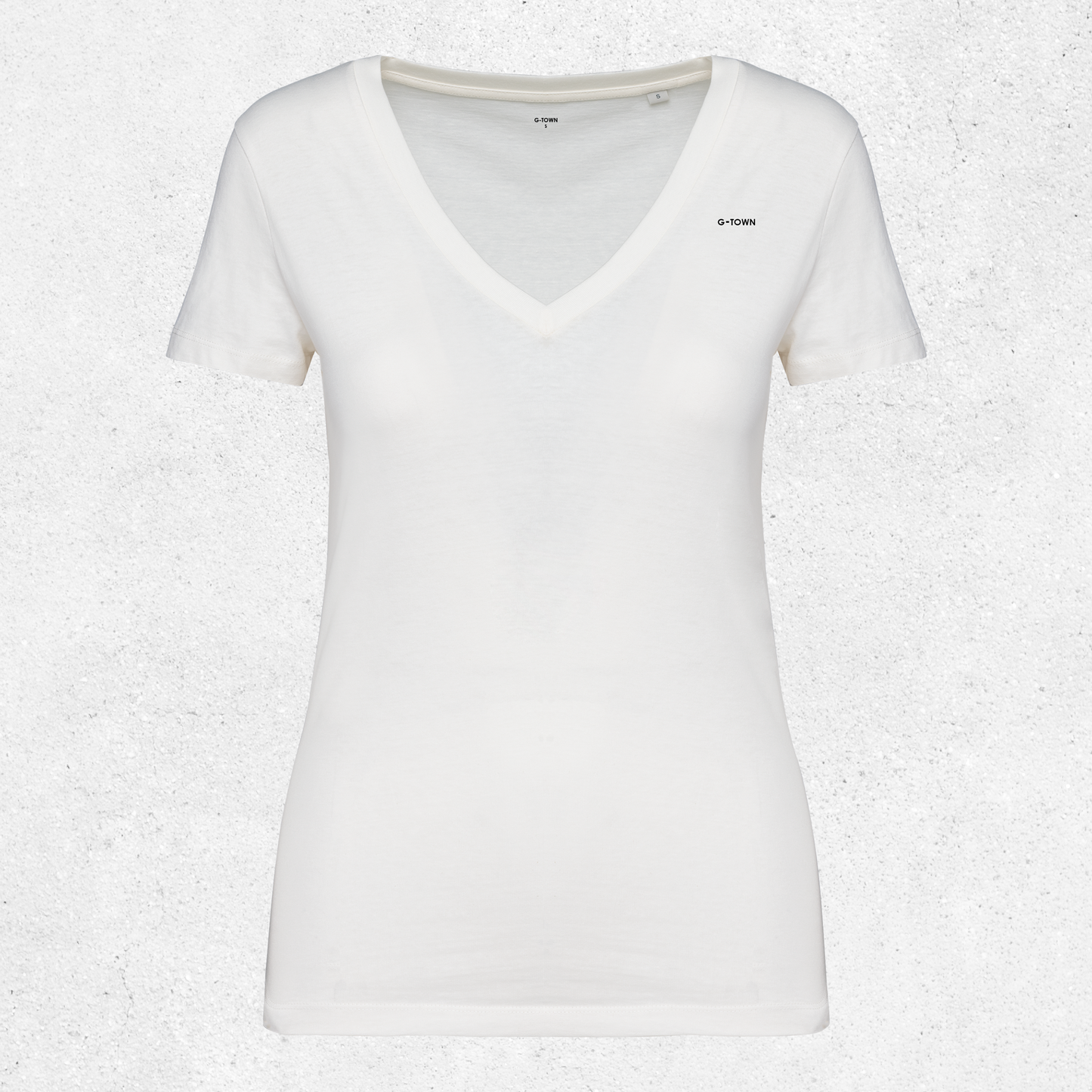 G-TOWN Whisper White V-Neck Tee – Biologisch & Branded
