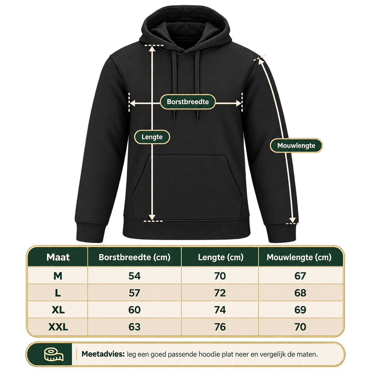 Maattabel voor G-TOWN City Pulse Hoodie Heren