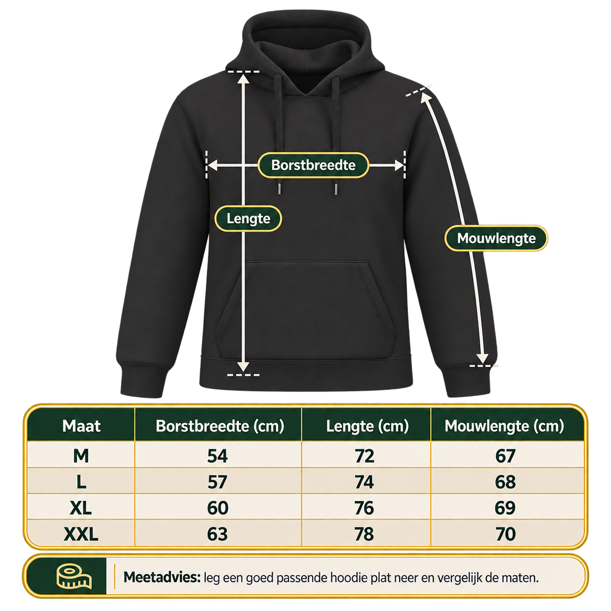 Maattabel voor G-TOWN Lion Core Hoodie