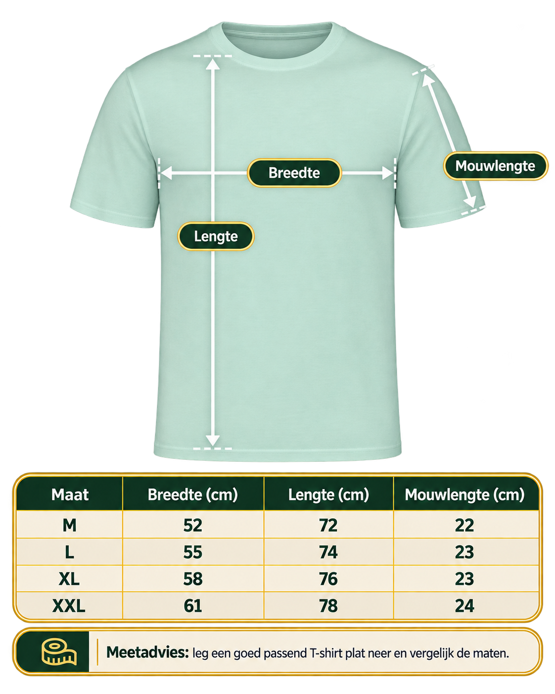 Maattabel voor G-TOWN Geertruidenberg Vestingdrop T-shirt