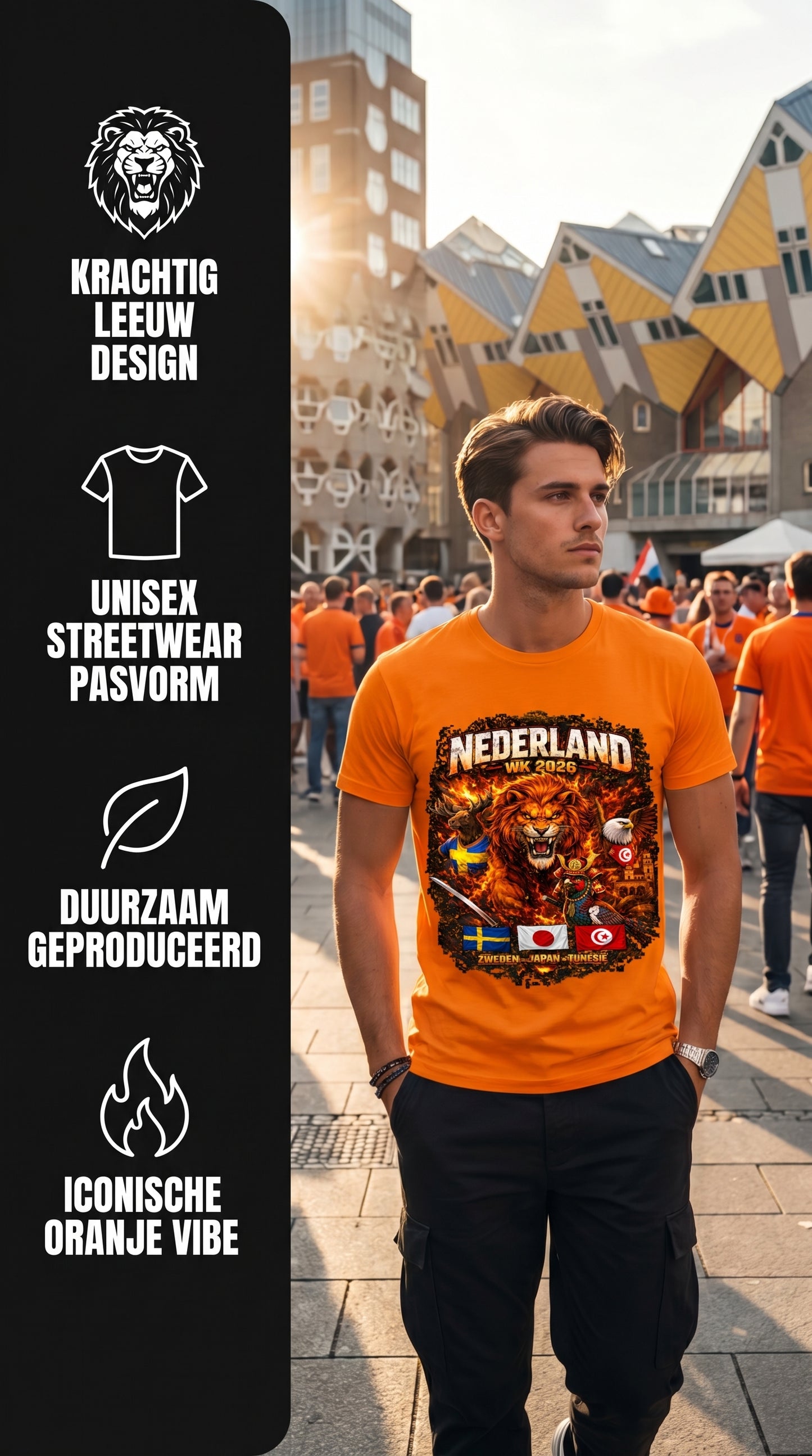 Premium Oranje Leeuw Supportersshirt Unisex Streetwear NL