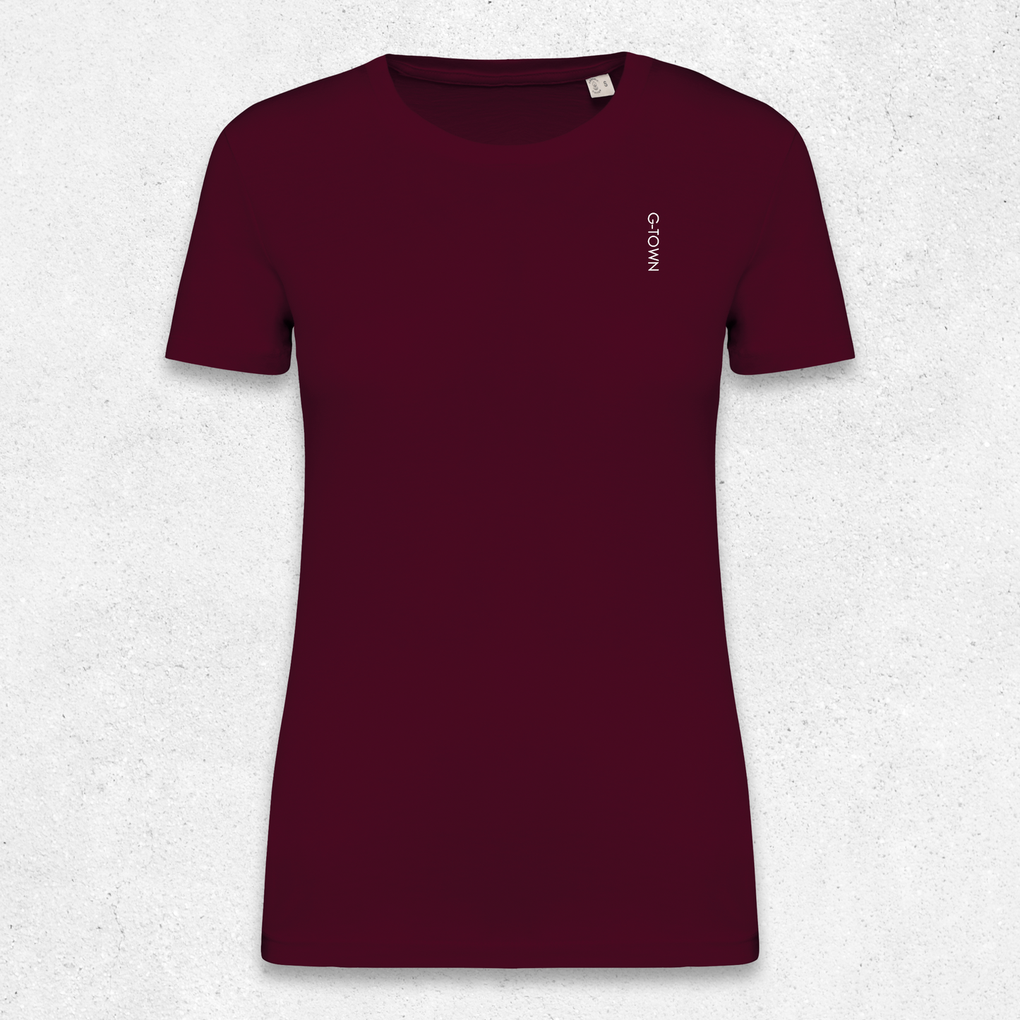 G-TOWN Burgundy Vibe Tee Dames T-shirt van Biologisch Katoen
