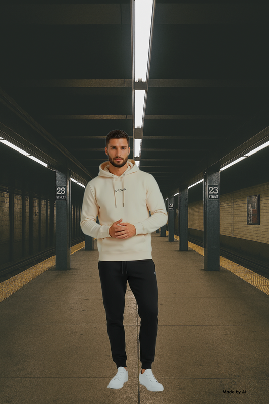 G-TOWN Heren Hoodie Ivory Edition