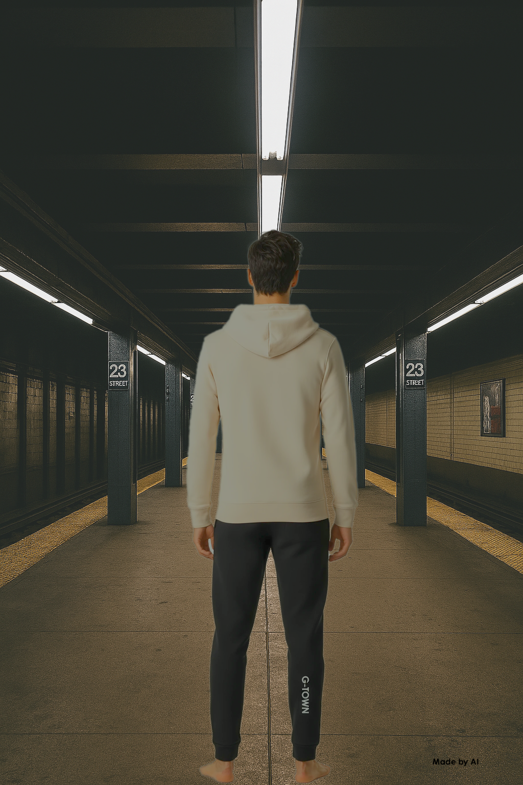 G-TOWN Heren Hoodie Ivory Edition