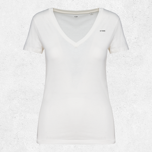 G-TOWN Whisper White V-Neck Tee – Biologisch & Branded