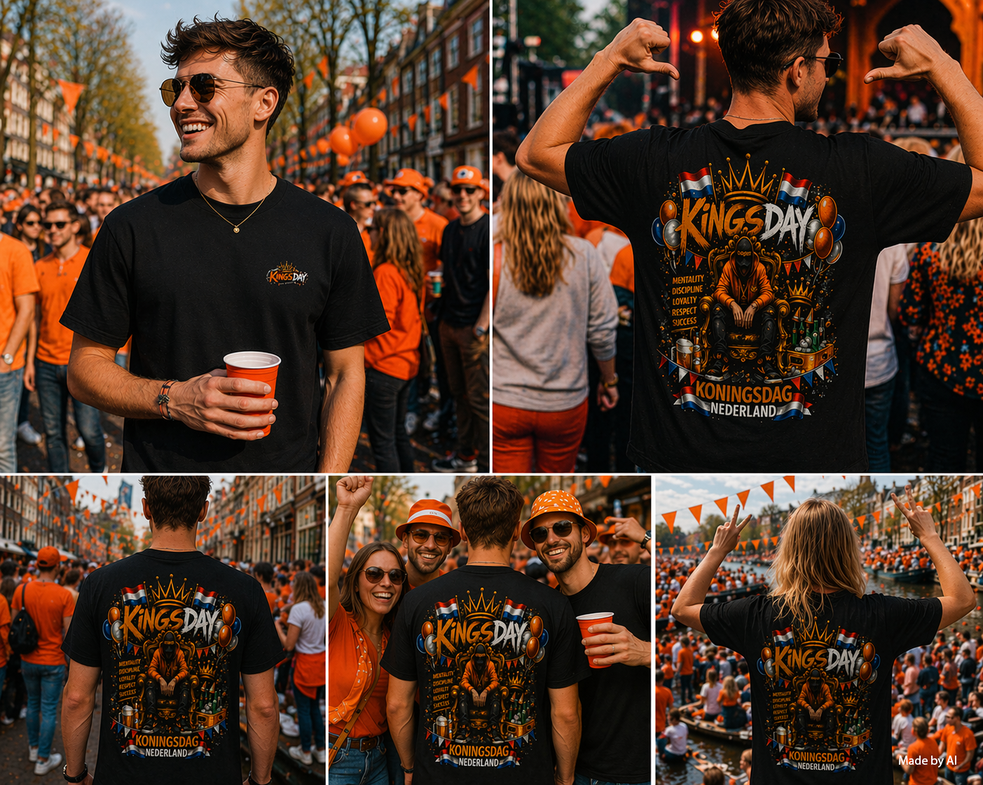 G‑TOWN Koningsdag T‑shirt Limited Edition Royal Streetwear Oranje Unisex