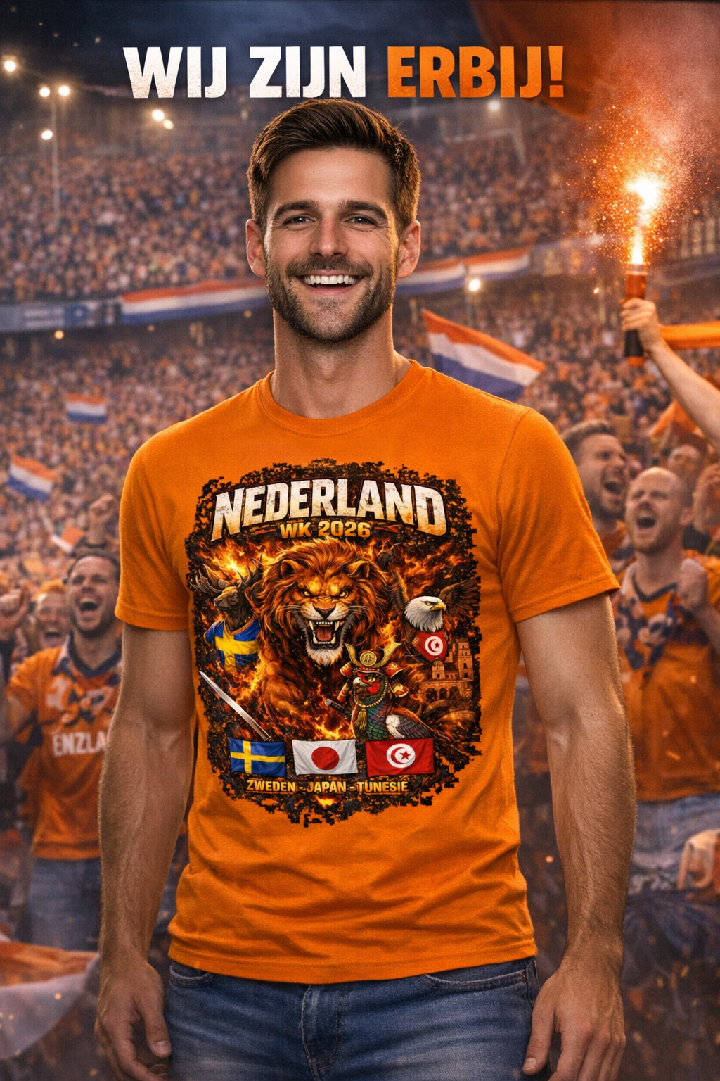 G‑TOWN Nederland WK 2026 T‑shirt – Unisex Oranje Leeuw supportersshirt premium kwaliteit
