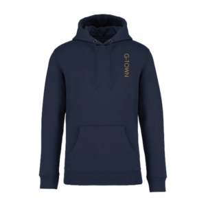 G-TOWN Hoodie Gold in Navy Blue duurzame heren hoodie met capuchon, biologisch katoen en relaxed fit duurzame heren hoodie Navy Blue