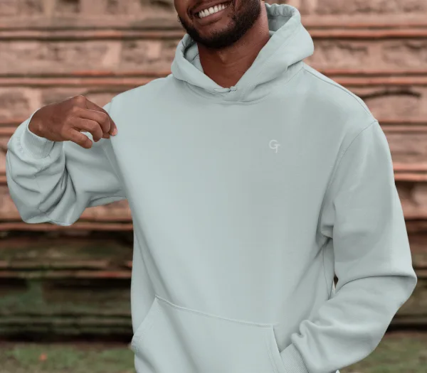 Essential GT Heren Hoodie in kleur Ice Mint comfortabele heren hoodie met relaxte pasvorm en moderne stijl heren hoodie met comfort en stijl