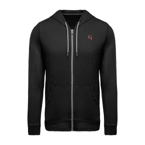 G-TOWN Hooded Vest Heren in het zwart met een dubbel logo in grijs en rood